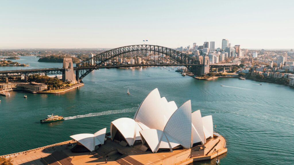 Aerial view of the Sydney Harbor in Australia
